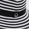 A black and white striped wide-brimmed adult summer sun protection fisherman's hat for women Application Scenario